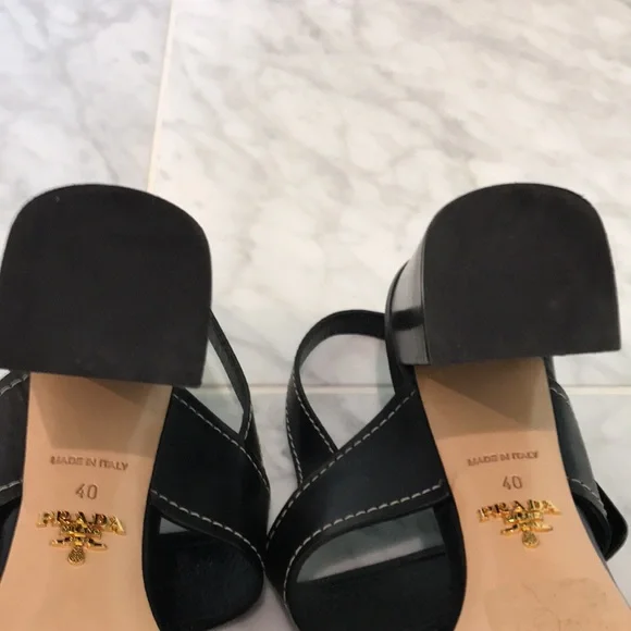 Prada Calzature Donna block heel, sling back sandals with dust bags